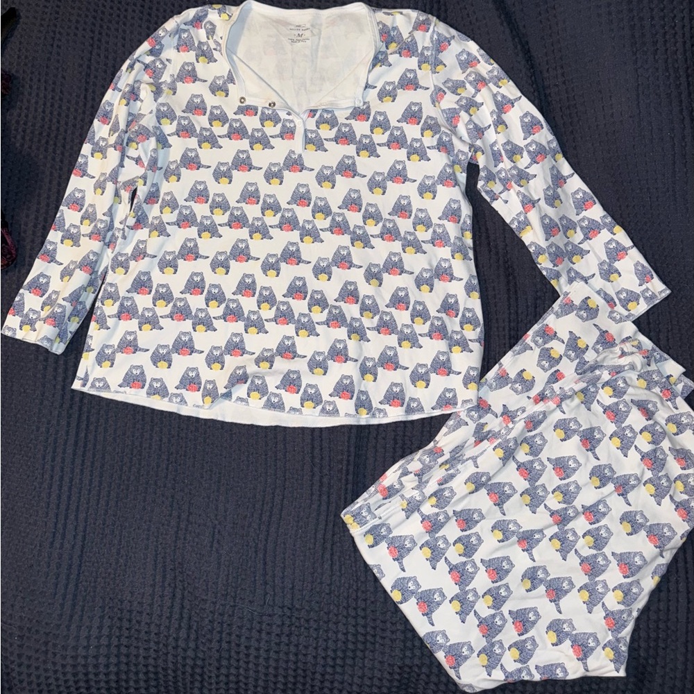Roller Rabbit Kids Pajama Set with Owl Print - White and Gray